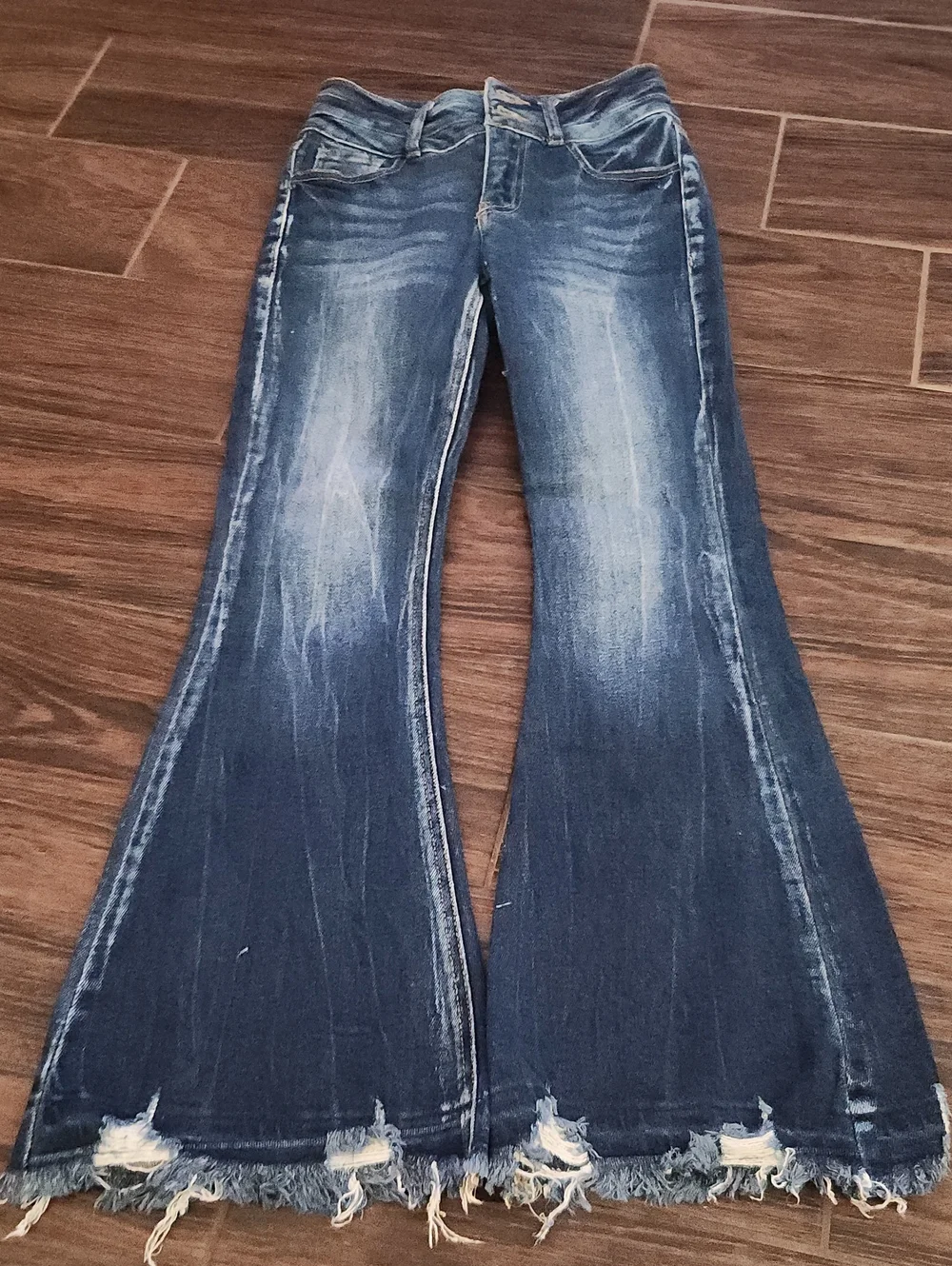 KanCan Dark Blue Distressed Flare Jeans